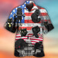Black Cat Independence Day American Hawaiian Shirt Pattern Detail For Vacation Travel And Daily Wear