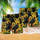 Black Cat Sunflower Beach Shorts Print Detail For Relaxed Warm Weather Outfits