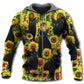 Black Cat Sunflower Love Hoodie For Animal Enthusiasts Outdoor Activities And Daily Wear