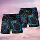 Black Cat Midnight Jungle Beach Shorts Pattern Detail For Sunny Outdoor Activities