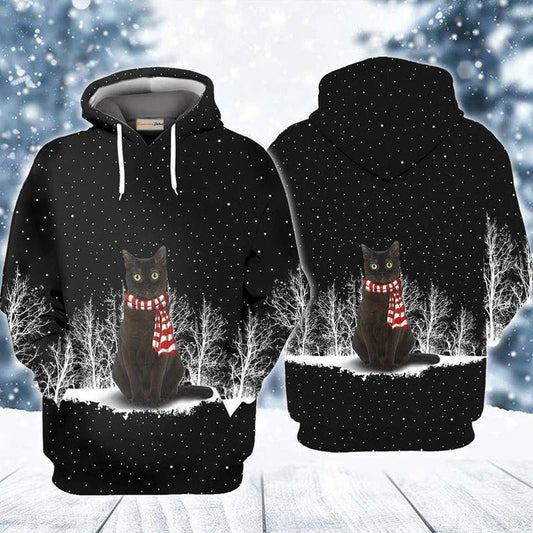 Black Cat Snow Night Hoodie For Nature Inspired Streetwear Weekend Trips And Comfort