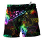 Black Cat The Magical Light Cats On Music Notes Beach Shorts For Creative Warm Weather Outfits