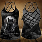 Black Cat Artistic Hollow Tank Top For Outdoor Activities And Athleisure