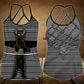 Black Cat Artistic Hollow Tank Top For Fitness Sessions And Summer Events