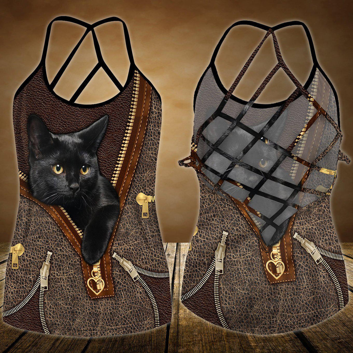 Black Cat Artistic Hollow Tank Top For Active Days And Thoughtful Gifting