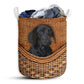 Small Size Black Dachshund Dog Rattan Texture Laundry Basket For Bathroom Bedroom Storage