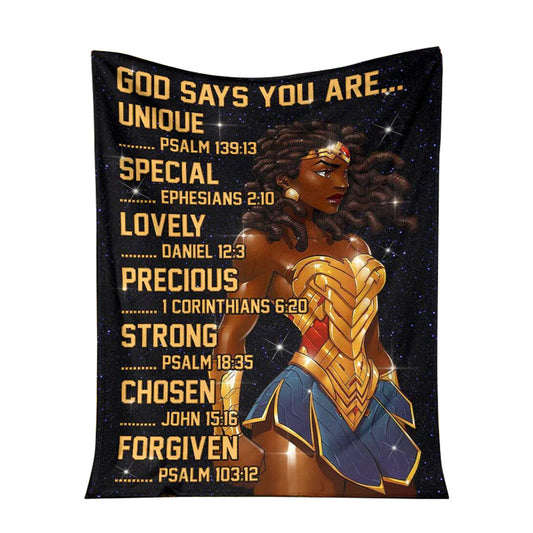 Black Girl God Says You Are African American Flannel Blanket For Cozy Bedroom Sofa Decor