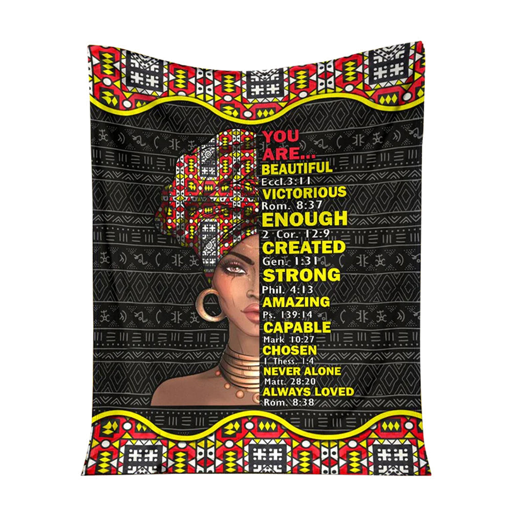 Black Girl God Says You Are African American Strong Flannel Blanket For Cozy Bedroom Sofa Decor