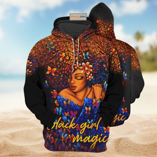 Black Magic Floral Girl Hoodie For Imaginative Adventures Casual Wear And Comfortable Layering