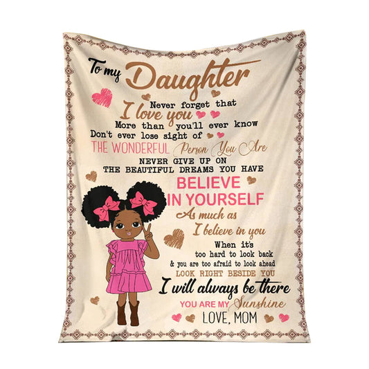 Black Girl To My Daughter African American Flannel Blanket For Cozy Bedroom Sofa Decor