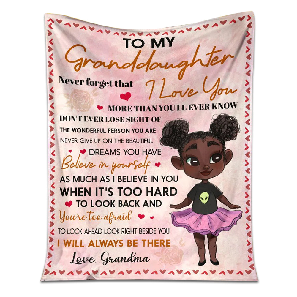 Black Girl To My Granddaughter African American Flannel Blanket For Cozy Bedroom Sofa Decor