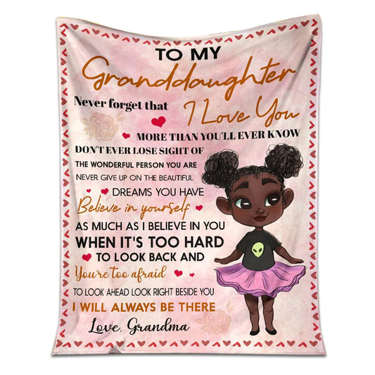 Black Girl To My Granddaughter African American Flannel Blanket For Cozy Bedroom Sofa Decor
