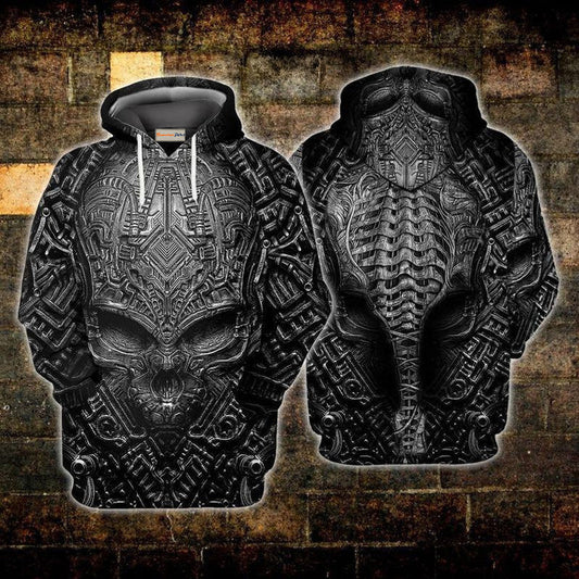 Black Leather Skull Hoodie For Gothic Streetwear Night Events And Bold Everyday Style