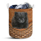 Small Size Black Pomeranian Dog Rattan Texture Laundry Basket For Bathroom Bedroom Storage
