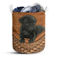 Small Size Black Pug Dog Rattan Texture Laundry Basket For Bathroom Bedroom Storage