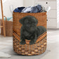 Black Pug Dog Rattan Texture Laundry Basket For Room Home Organizer