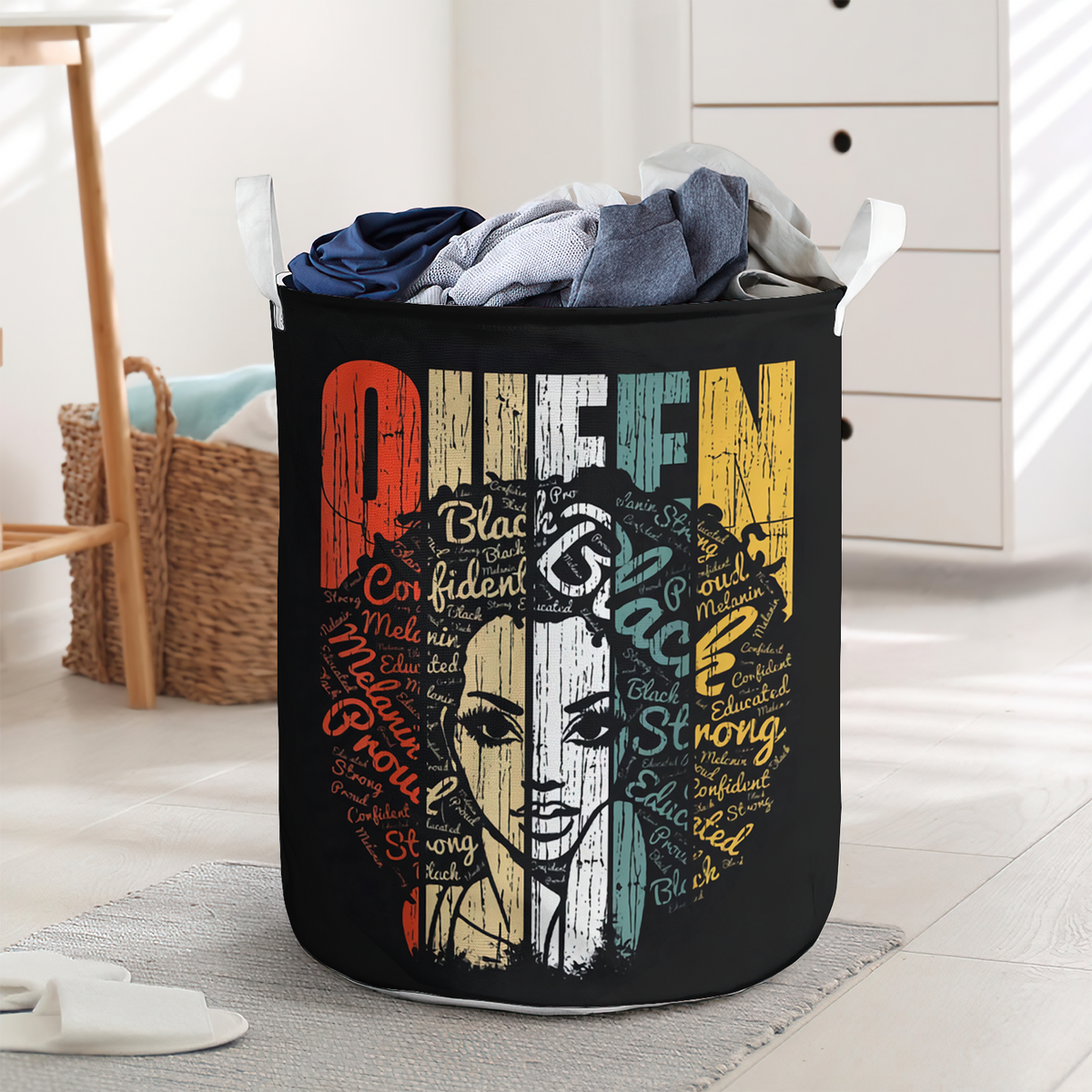 Strong Black Woman Queen Confident Laundry Basket For Bathroom Bedroom Storage
