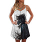 Black Stallion Horse V-Neck Sleeveless Cami Dress For Animal Lovers And Casual Summer Wear