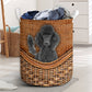Black Standard Poodle Dog Rattan Texture Laundry Basket For Room Home Organizer
