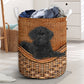 Black Toy Poodle Dog Rattan Texture Laundry Basket For Room Home Organizer