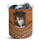 Small Size Black Tri Aussie Dog Rattan Texture Laundry Basket For Bathroom Bedroom Storage