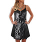 Black White Horse V-Neck Sleeveless Cami Dress For Beach Trips And Charming Warm Weather Outfits