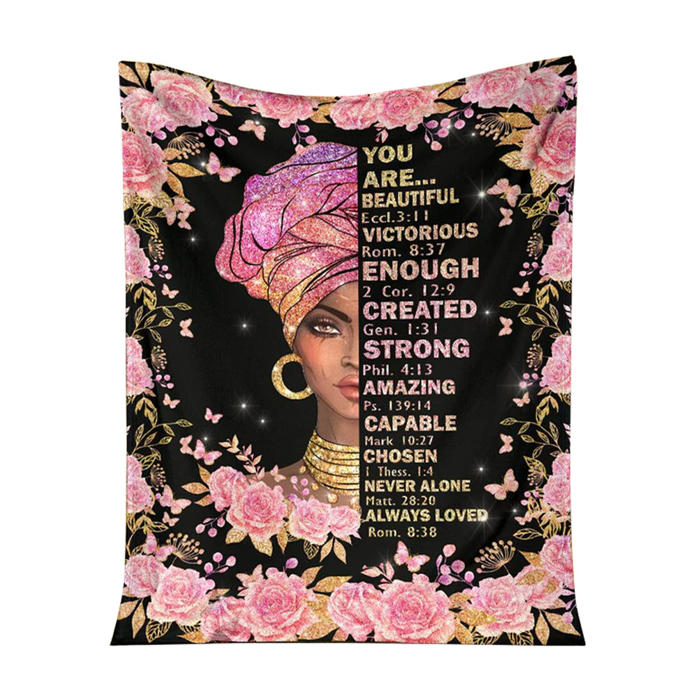 Black Woman God Says You Are African American Flannel Blanket For Cozy Bedroom Sofa Decor