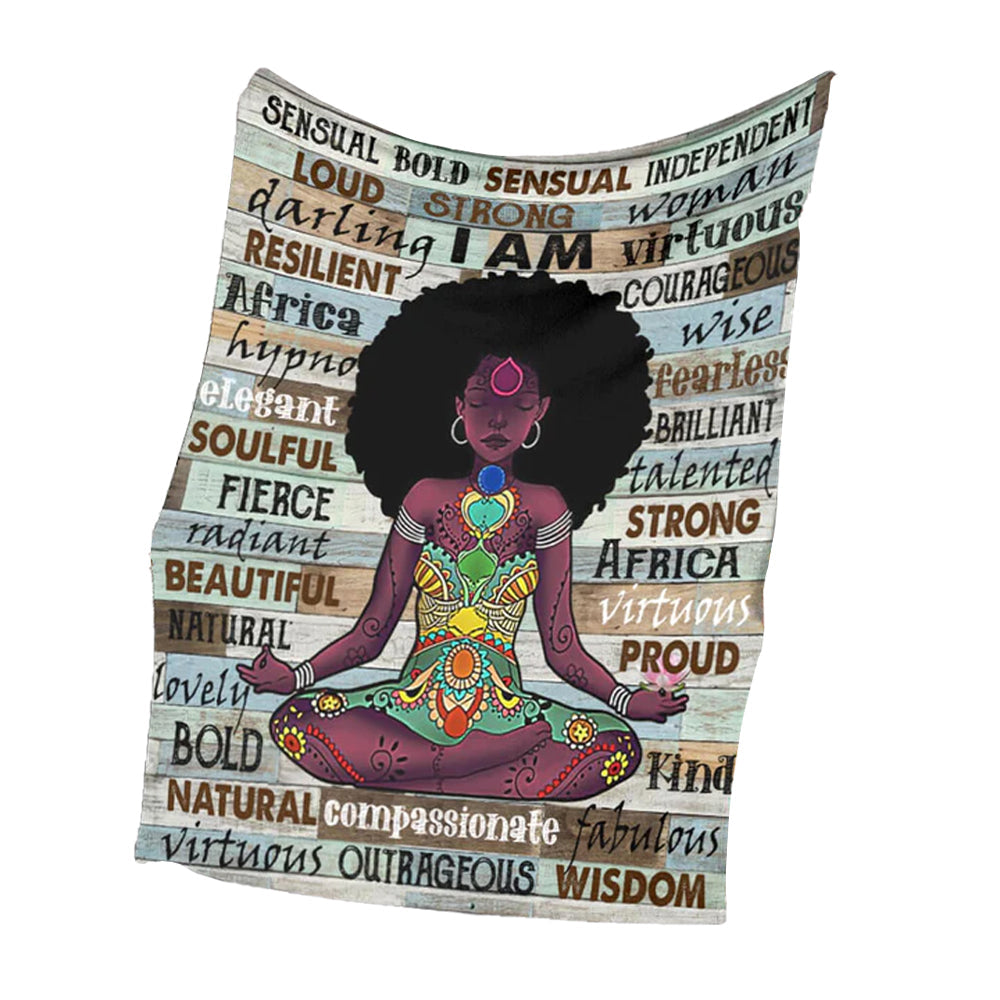 Black Woman I Am Beautiful African American Flannel Blanket For Cozy Bedroom Sofa Decor