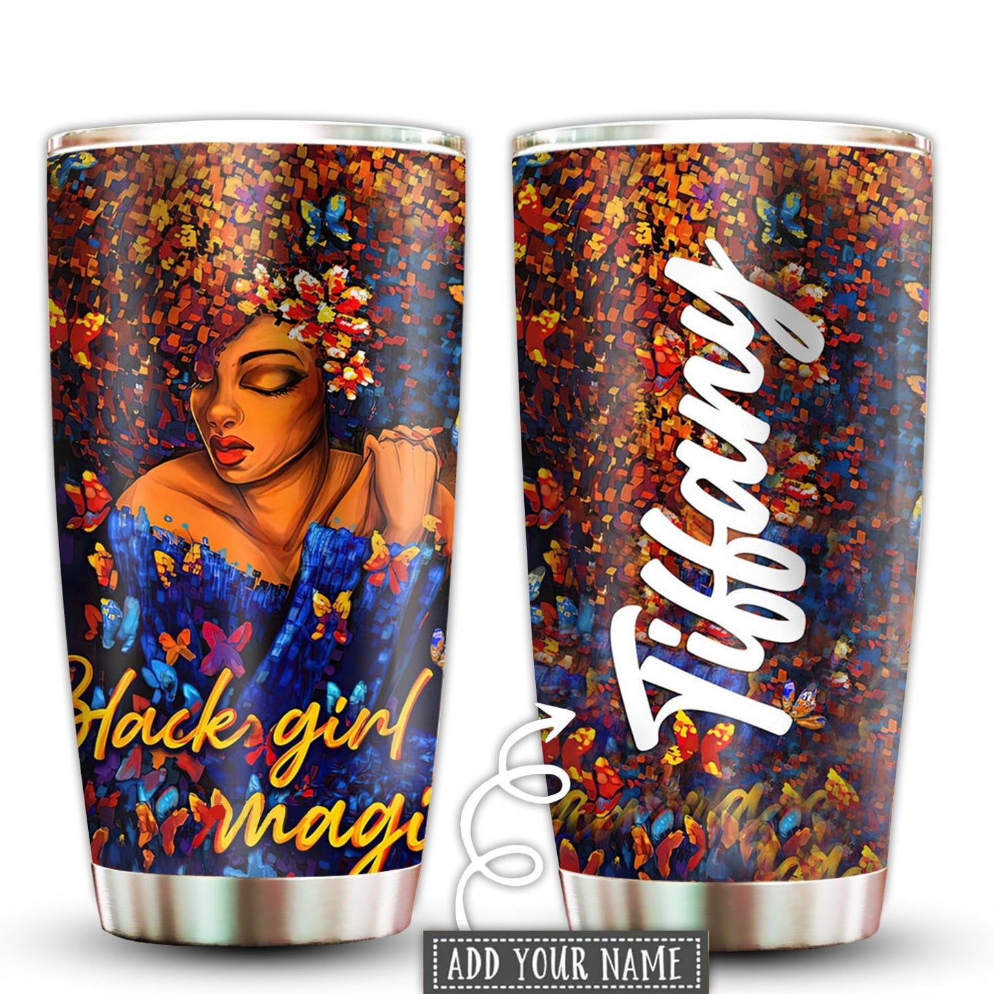 Black Woman Love Floral Personalized 20 Oz Tumbler For Coffee Travel And Daily Drinks