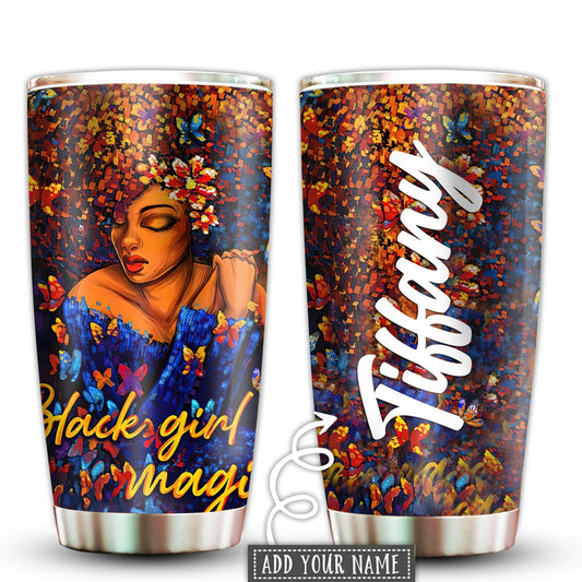 Black Woman Love Floral Personalized 20 Oz Tumbler For Coffee Travel And Daily Drinks