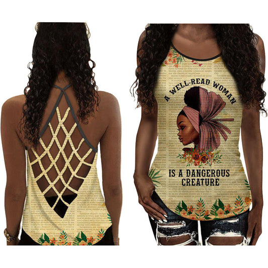 Black Woman Love Peace Well Read Hollow Tank Top For Yoga Workouts And Festival Wear