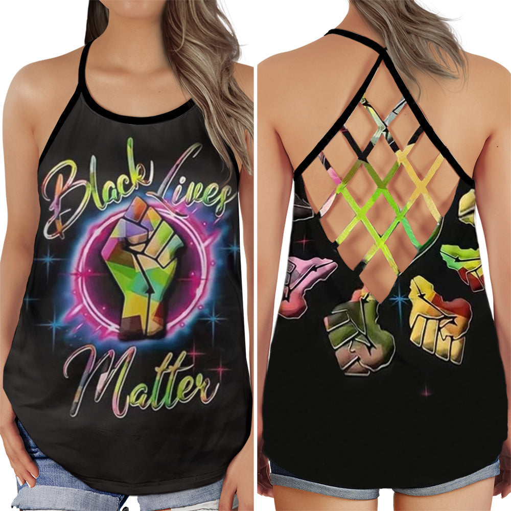 Black Woman Love Peace Equality Hollow Tank Top For Yoga Workouts And Festival Wear