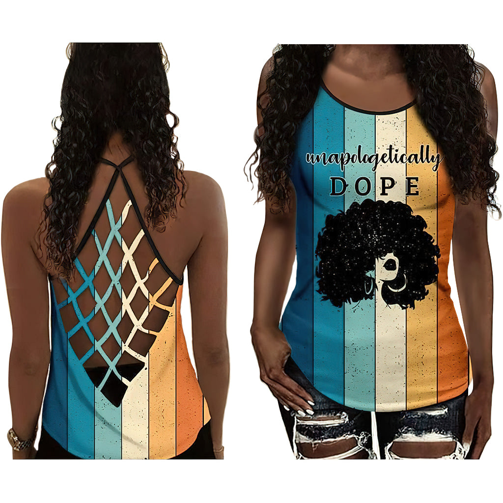 Black Woman Love Peace Bold Hollow Tank Top For Yoga Workouts And Festival Wear