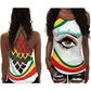 Black Woman Love Peace Colorful Eyes Hollow Tank Top For Yoga Workouts And Festival Wear