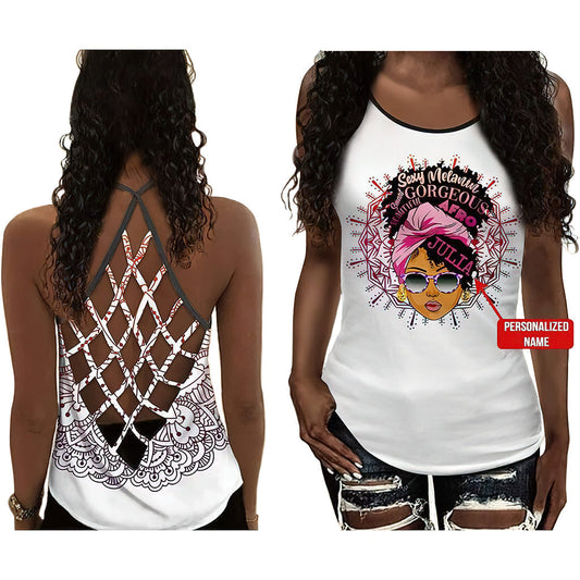 Black Woman Love Peace Hollow Tank Top For Yoga Workouts And Festival Wear
