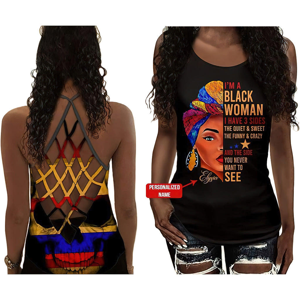 Black Woman Love Peace Name Hollow Tank Top For Yoga Workouts And Festival Wear