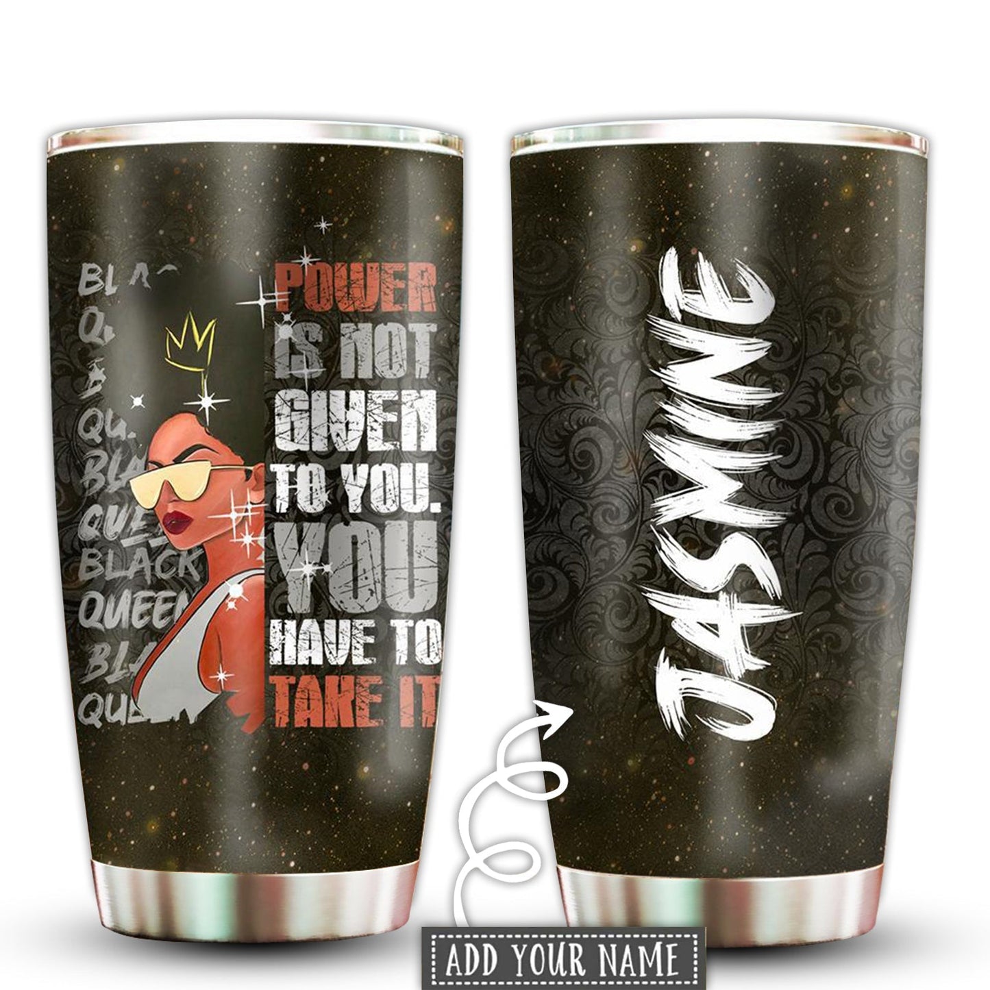 Black Woman Powerful Black Personalized 20 Oz Tumbler For Coffee Travel And Daily Drinks