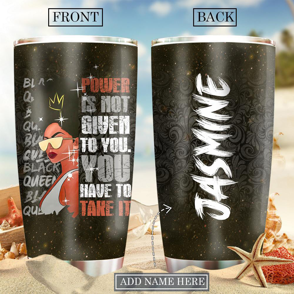 Black Woman Powerful Black Personalized 20 Oz Tumbler For Coffee Travel And Daily Drinks