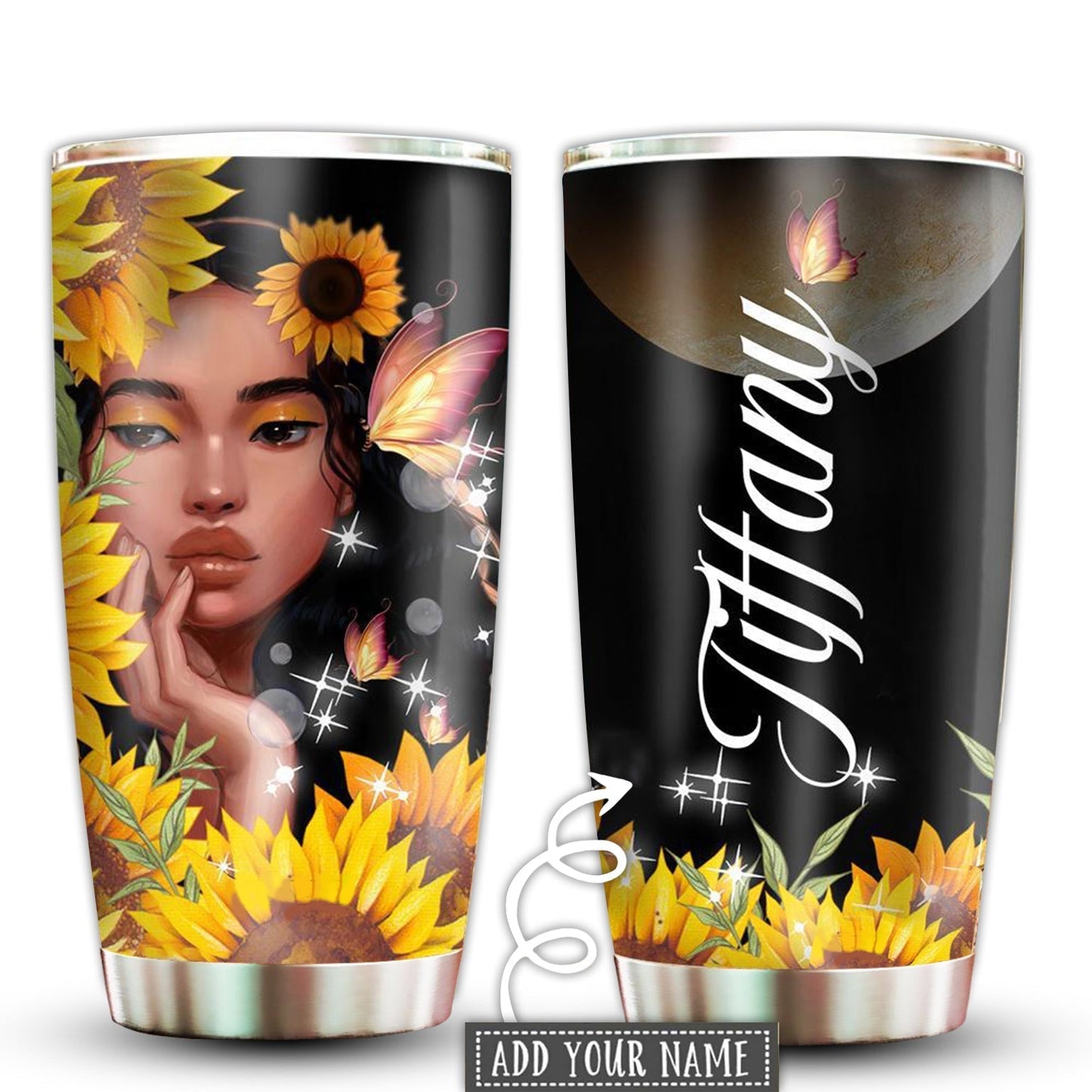 Black Woman Powerful Personalized 20 Oz Tumbler For Coffee Travel And Daily Drinks