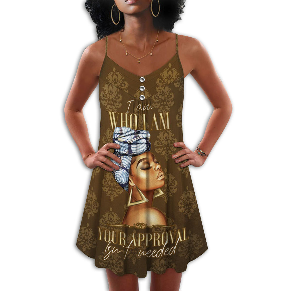 Black Who I Am V-Neck Sleeveless Cami Dress For Sunny Getaways And Thoughtful Gifting