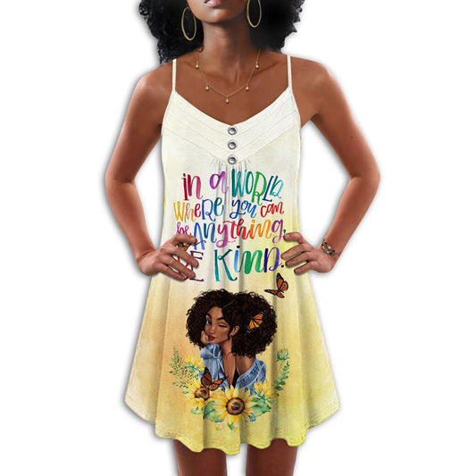 Black Women Be Kind – Women's Summer Sleeveless V-Neck Camisole Dress