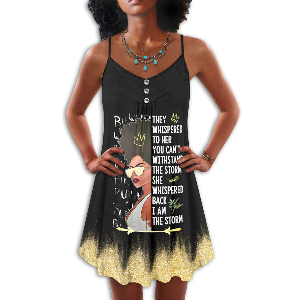 Black I Am Storm V-Neck Sleeveless Cami Dress For Parties And Relaxed Everyday Styling