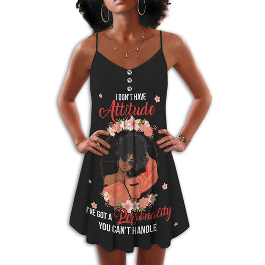 Black Women Strong Mindset – Women's Summer Sleeveless V-Neck Camisole Dress