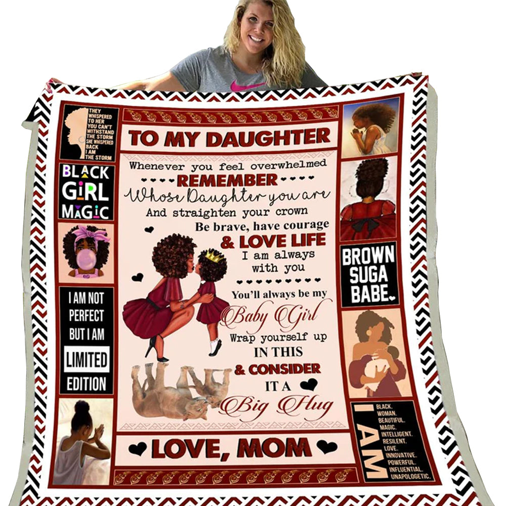 Black Woman To My Daughter From Mom Flannel Blanket For Cozy Bedroom Sofa Decor