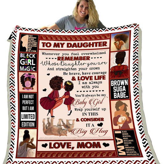 Black Woman To My Daughter From Mom Flannel Blanket For Cozy Bedroom Sofa Decor