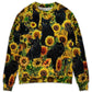 Black Cat Sunflower Sweater For Nature Inspired Fashion Events And Relaxed Everyday Comfort