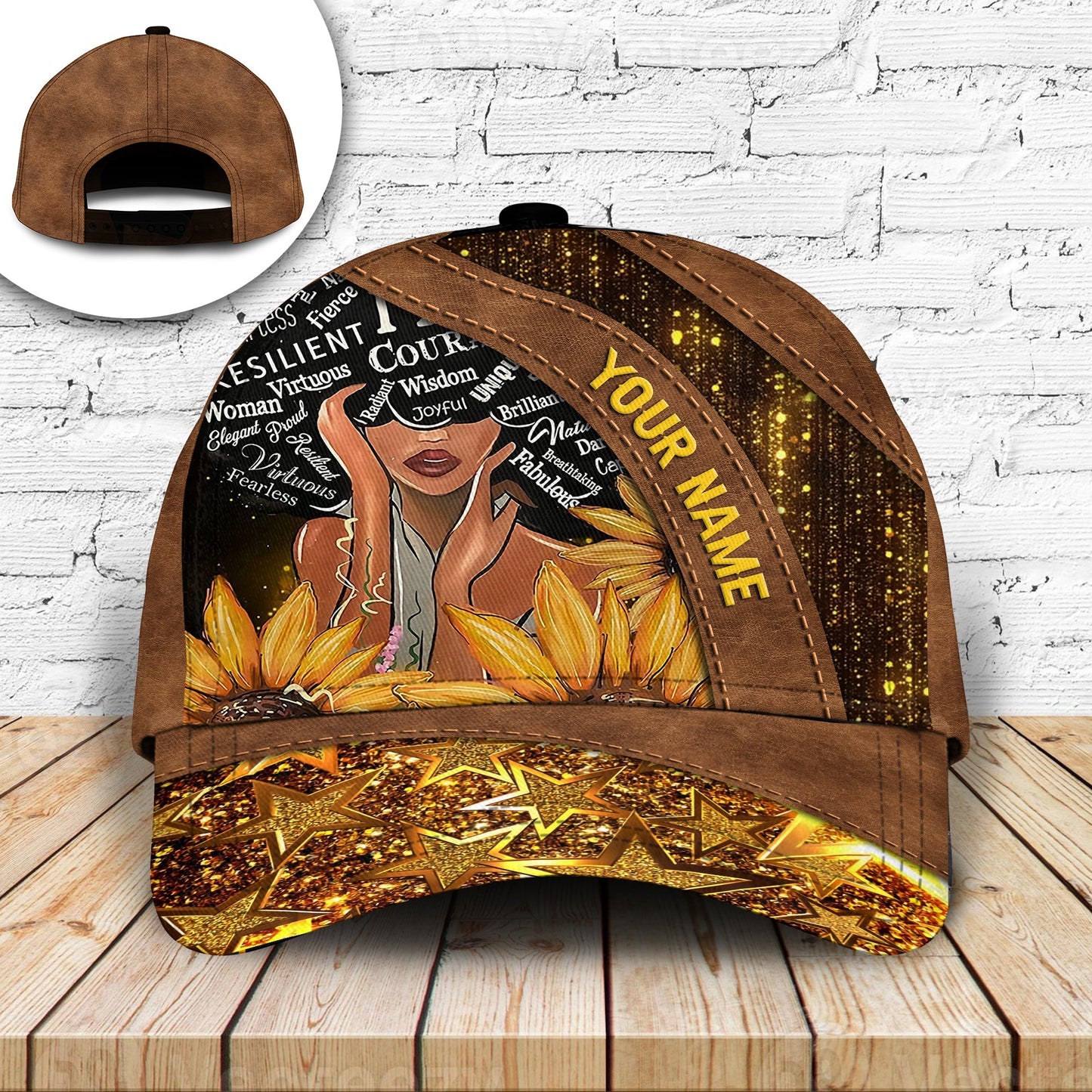 Black Queen Sunflower Sparkle Classic Cap For Comfortable Casual Wear Holidays And Outdoor Trips