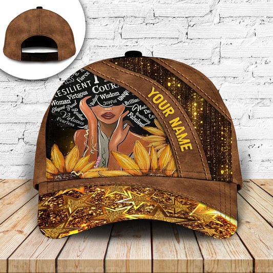 Black Queen Sunflower Sparkle Classic Cap For Comfortable Casual Wear Holidays And Outdoor Trips