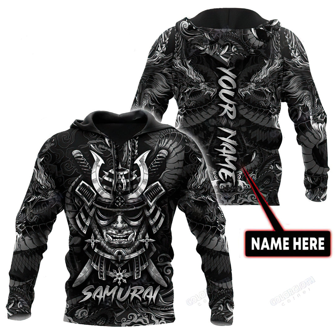 Black Samurai Personalized Hoodie For Artistic Heritage Style Seasonal Events And Everyday Comfort