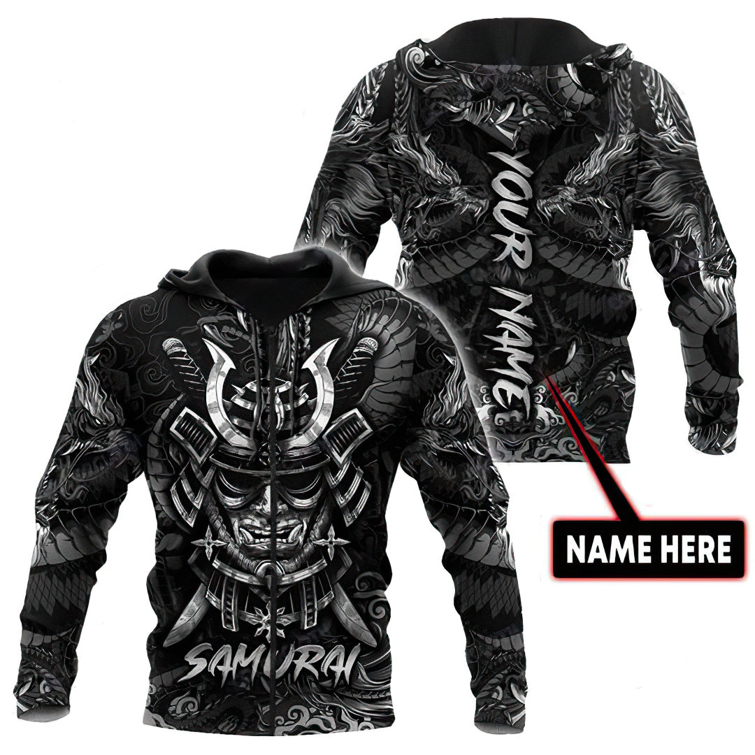 Black Samurai Personalized Hoodie For Artistic Heritage Style Seasonal Events And Everyday Comfort